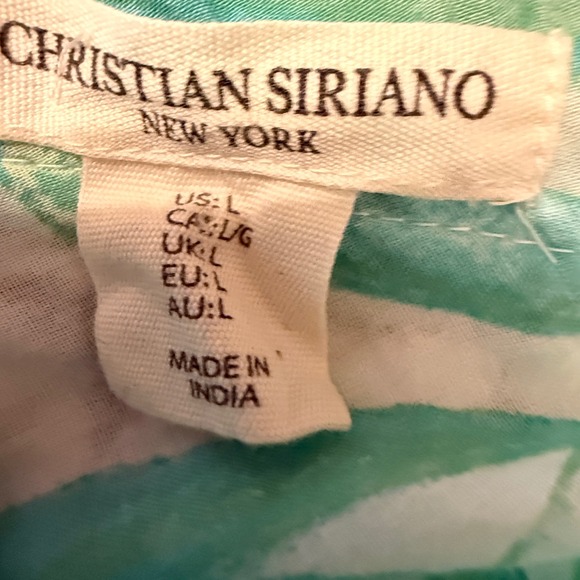 Christian Siriano New York Women's Large Green Leaf Print V-Neck Resortwear Chic - Picture 10 of 15